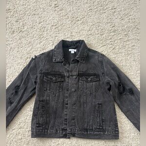 Forever 21 Charcoal Distressed Denim Jacket